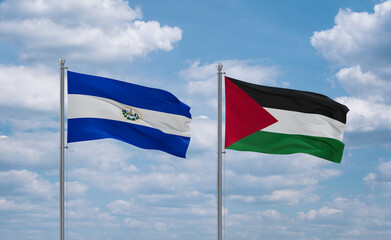 Palestine and El Salvador, Salvador flags, country relationship concept