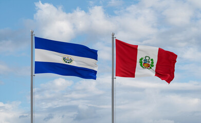 Peru and El Salvador, Salvador flags, country relationship concept