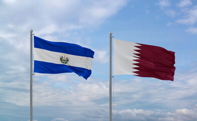Qatar and El Salvador, Salvador flags, country relationship concept