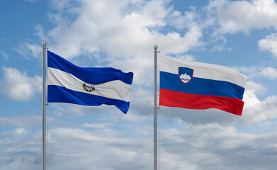 Slovenia and El Salvador, Salvador flags, country relationship concept