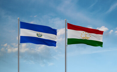 Tajikistan and El Salvador, Salvador flags, country relationship concept