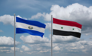 Syrian and El Salvador, Salvador flags, country relationship concept
