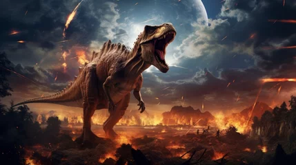 Fototapeten dinosaur extinction historical asteroid impact © medienvirus