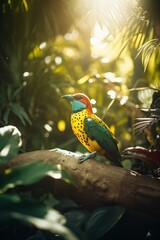 exotic bird in a tropical garden