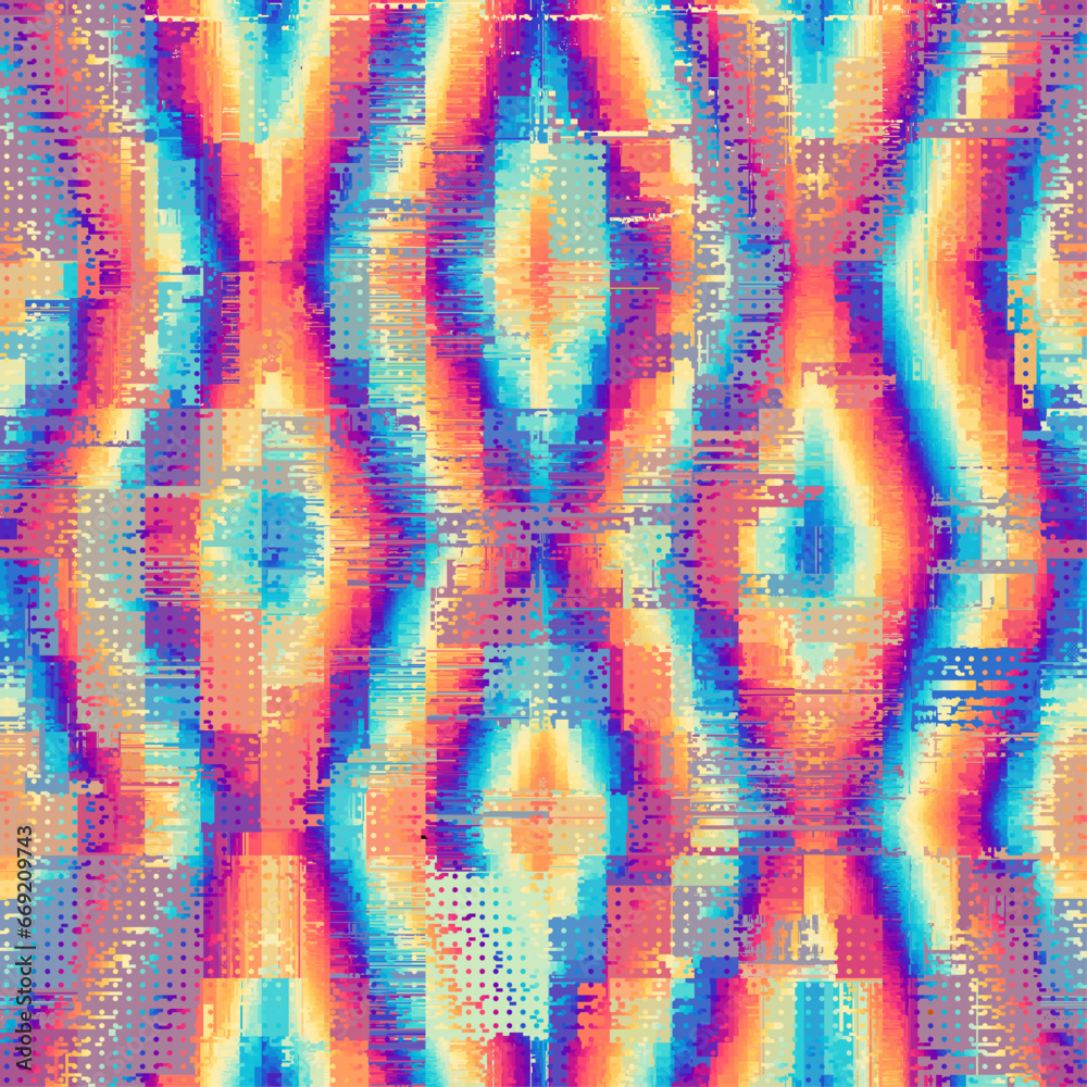 Aufkleber vector image with imitation of grunge datamoshing texture. retro risograph texture.