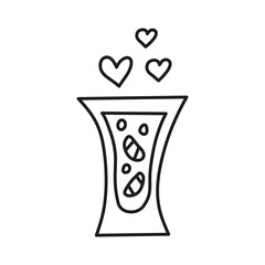 Doodle drink with tangerine slices in glass.