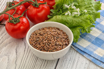 Dry Raw flax seed in the bowl