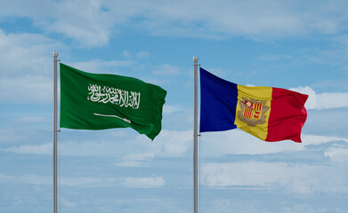 Saudi Arabia and Andorra national flags, country relationship concept
