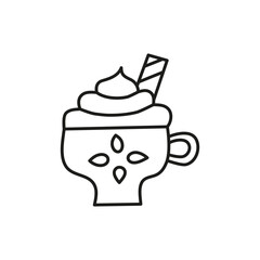 Doodle coffee with cream and waffle.