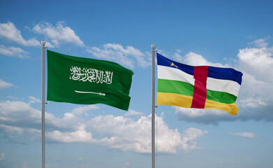 Central African Republic and Saudi Arabia flags, country relationship concept