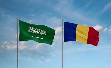 Chad and Saudi Arabia flags, country relationship concept