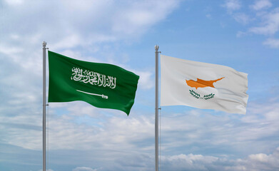 Cyprus and Saudi Arabia flags, country relationship concept