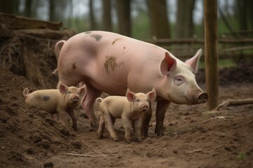 mother pig with piglets