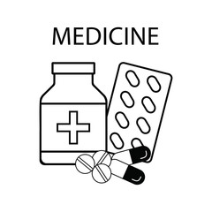 Medicine isolated vector icon. Drug generic. Pharmacy concept. Recolorable. 