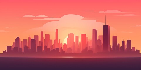 Fototapeta premium AI Generated. AI Generative. City urban landscape background. High building tall skyline decorative cityscape. Graphic Art