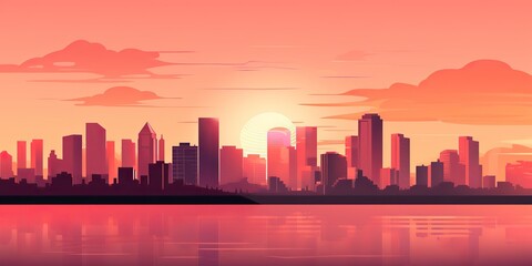 Obraz premium AI Generated. AI Generative. City urban landscape background. High building tall skyline decorative cityscape. Graphic Art