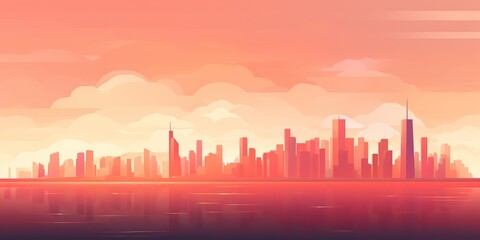 AI Generated. AI Generative. City urban landscape background. High building tall skyline decorative cityscape. Can be used for game concept poster