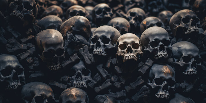 Eerie close-up of spook mountain skulls.