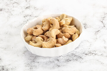 Cashew nuts heap in the bowl