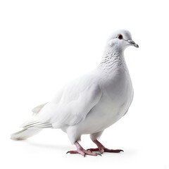 Fototapeta premium Ethereal Elegance: A White Pigeon's Tranquil Poise,pigeon isolated on white background
