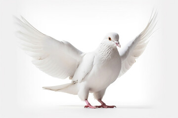 Ethereal Elegance: A White Pigeon's Tranquil Poise,pigeon isolated on white background