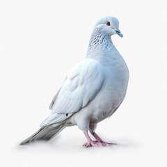 Fototapeta premium Ethereal Elegance: A White Pigeon's Tranquil Poise,pigeon isolated on white background