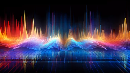 Foto op Canvas Audio soundwave scope signal as an abstract background depicting a sampled music sound wave frequency in a recording studio showing its amplitude © Johannes