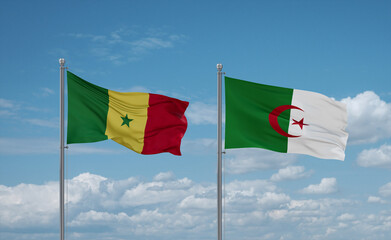 Senegal and Algeria national flags, country relationship concept