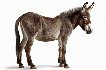 Donkey Delight: A 3D Rendering of a Brown and White Donkey,donkey isolated on white,portrait of a donkey