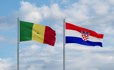 Croatia and Senegal flags, country relationship concept