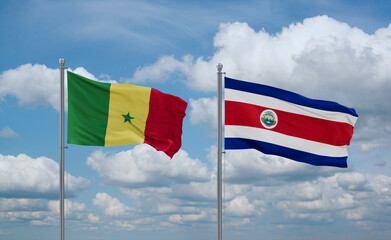 Costa Rico and Senegal flags, country relationship concept