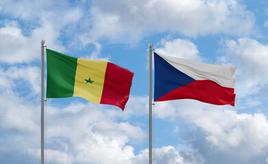Czech Republic and Senegal flags, country relationship concept