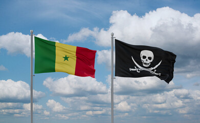 Pirate and Senegal flags, country relationship concept