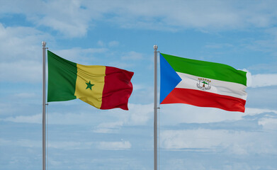 Equatorial Guinea and Senegal flags, country relationship concept