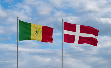 Denmark and Senegal flags, country relationship concept