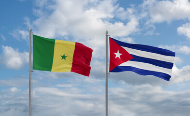 Cuba and Senegal flags, country relationship concept