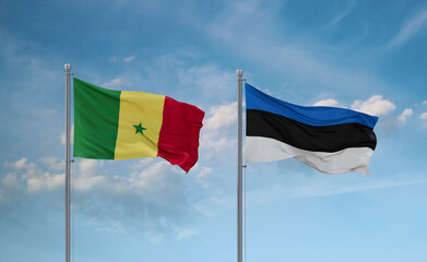 Estonia and Senegal flags, country relationship concept