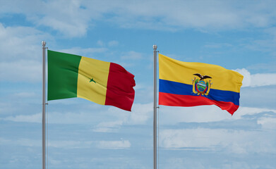 Ecuador and Senegal flags, country relationship concept
