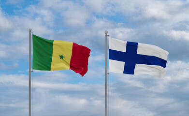 Finland and Senegal flags, country relationship concept
