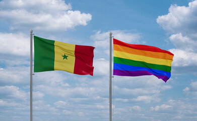 Gay Pride and Senegal flags, country relationship concept