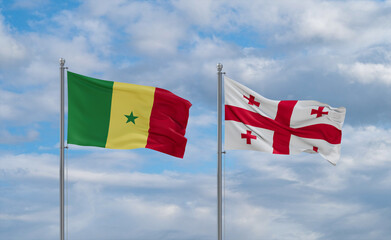Georgia and Senegal flags, country relationship concept
