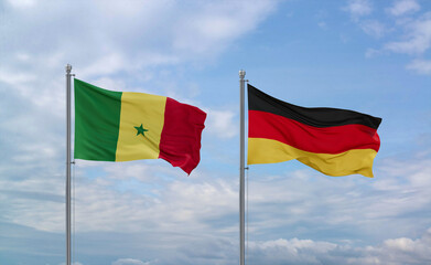 Germany and Senegal flags, country relationship concept