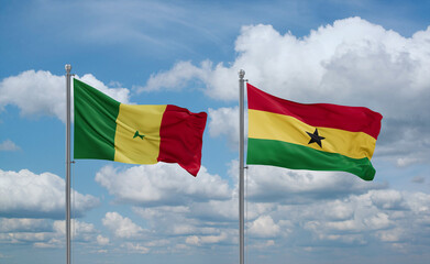 Ghana and Senegal flags, country relationship concept