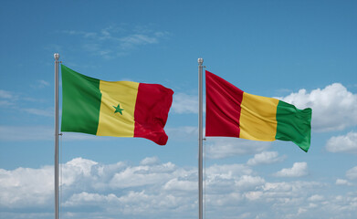 Guinea and Senegal flags, country relationship concept
