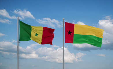 Guinea-Bissau and Senegal flags, country relationship concept