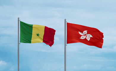 Hong Kong and Senegal flags, country relationship concept