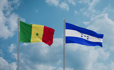 Honduras and Senegal flags, country relationship concept