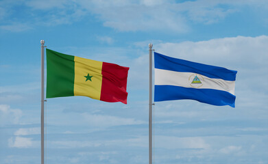 Nicaragua and Senegal flags, country relationship concept