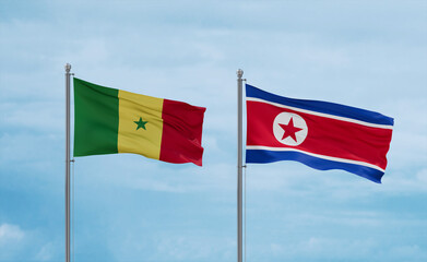 North Korea and Senegal flags, country relationship concept