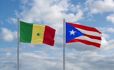 Puerto Rico and Senegal flags, country relationship concept